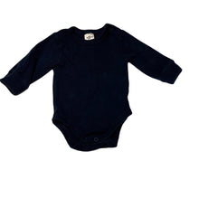Load image into Gallery viewer, unisex Baby Berry, navy pointelle cotton bodysuit / romper, GUC, size 000,