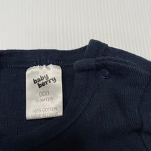 Load image into Gallery viewer, unisex Baby Berry, navy pointelle cotton bodysuit / romper, GUC, size 000,