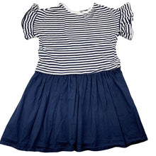 Load image into Gallery viewer, Girls Cotton On, navy & white stripe cotton dress, light marks on front, FUC, size 8, L: 62cm