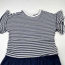 Load image into Gallery viewer, Girls Cotton On, navy & white stripe cotton dress, light marks on front, FUC, size 8, L: 62cm