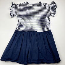 Load image into Gallery viewer, Girls Cotton On, navy & white stripe cotton dress, light marks on front, FUC, size 8, L: 62cm