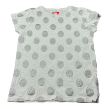 Load image into Gallery viewer, Girls Cotton On, white cotton & silver spot top, light mark on front, FUC, size 7,