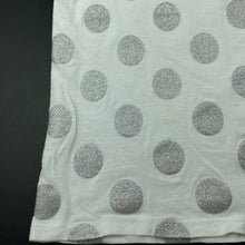 Load image into Gallery viewer, Girls Cotton On, white cotton & silver spot top, light mark on front, FUC, size 7,