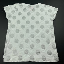 Load image into Gallery viewer, Girls Cotton On, white cotton & silver spot top, light mark on front, FUC, size 7,