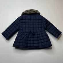 Load image into Gallery viewer, Girls Jasper Conran, cotton lined navy quilted jacket / coat, EUC, size 00,