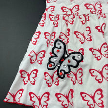Load image into Gallery viewer, Girls CENTIL, red & white dress, butterflies, FUC, size 00, L: 36cm