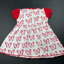 Load image into Gallery viewer, Girls CENTIL, red & white dress, butterflies, FUC, size 00, L: 36cm
