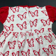 Load image into Gallery viewer, Girls CENTIL, red & white dress, butterflies, FUC, size 00, L: 36cm