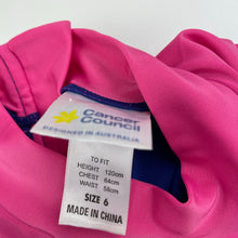 Load image into Gallery viewer, Girls Cancer Council, short sleeve rashie / swim top, FUC, size 6,