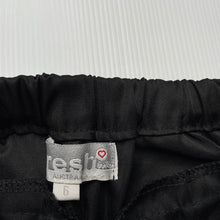 Load image into Gallery viewer, Girls Fresh Baked, black stretch satin shorts, elasticated, EUC, size 6,