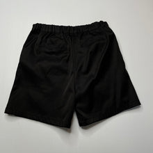 Load image into Gallery viewer, Girls Fresh Baked, black stretch satin shorts, elasticated, EUC, size 6,