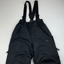 Load image into Gallery viewer, unisex 37 Degrees South, black ski / snow salopettes / pants, Inside leg: 38cm, EUC, size 2,