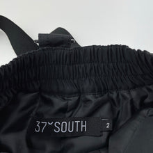 Load image into Gallery viewer, unisex 37 Degrees South, black ski / snow salopettes / pants, Inside leg: 38cm, EUC, size 2,