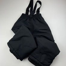 Load image into Gallery viewer, unisex 37 Degrees South, black ski / snow salopettes / pants, Inside leg: 38cm, EUC, size 2,