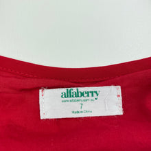 Load image into Gallery viewer, Girls Alfaberry, cotton lined red party dress, small catches, FUC, size 7, L: 73cm
