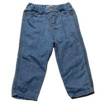 Load image into Gallery viewer, Boys Country Road, blue cotton / linen pants, elasticated, no size, W: 21cm across unstretched, Inside leg: 23cm, GUC, size 0-1,
