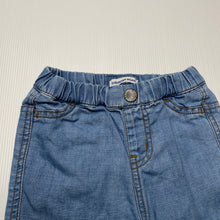 Load image into Gallery viewer, Boys Country Road, blue cotton / linen pants, elasticated, no size, W: 21cm across unstretched, Inside leg: 23cm, GUC, size 0-1,