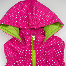 Load image into Gallery viewer, Girls Pink Platinum, pink & silver spot hooded puffer vest / jacket, GUC, size 6,