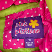 Load image into Gallery viewer, Girls Pink Platinum, pink & silver spot hooded puffer vest / jacket, GUC, size 6,