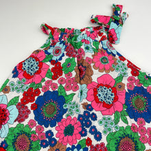 Load image into Gallery viewer, Girls Cotton On, colourful floral viscose / linen summer dress, GUC, size 4, L: 54cm