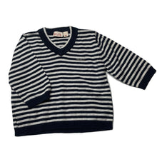 Load image into Gallery viewer, Boys Brums, navy stripe knitted cotton sweater / jumper, GUC, size 6 months,