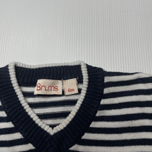 Load image into Gallery viewer, Boys Brums, navy stripe knitted cotton sweater / jumper, GUC, size 6 months,