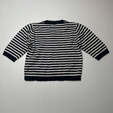 Load image into Gallery viewer, Boys Brums, navy stripe knitted cotton sweater / jumper, GUC, size 6 months,