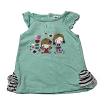 Load image into Gallery viewer, Girls Baby Baby, aqua stretchy t-shirt / top, FUC, size 000,