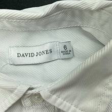 Load image into Gallery viewer, Girls David Jones, white long sleeve shirt, discolouration cuffs, FUC, size 6,