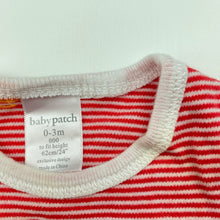 Load image into Gallery viewer, unisex Baby Patch, red stripe soft feel cotton bodysuit / romper, FUC, size 000,