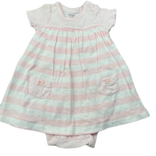 Load image into Gallery viewer, Girls Carters, pink & white stripe cotton romper dress, FUC, size 3 months,