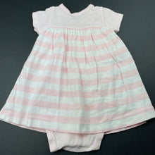 Load image into Gallery viewer, Girls Carters, pink & white stripe cotton romper dress, FUC, size 3 months,