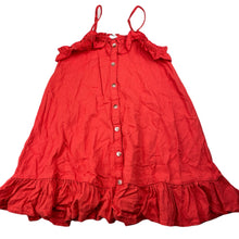 Load image into Gallery viewer, Girls Cotton On, orange viscose / linen summer dress, EUC, size 7, L: 64cm