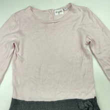 Load image into Gallery viewer, Girls Origami, spliced knitted long sleeve pink & grey dress, EUC, size 6, L: 70cm
