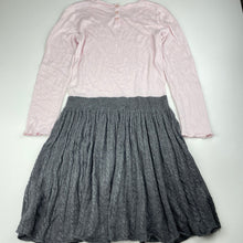 Load image into Gallery viewer, Girls Origami, spliced knitted long sleeve pink & grey dress, EUC, size 6, L: 70cm
