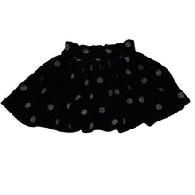 Load image into Gallery viewer, Girls Country Road, black velvet & metallic spot skirt, elasticated, L: 27cm, EUC, size 3,