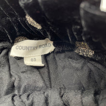 Load image into Gallery viewer, Girls Country Road, black velvet & metallic spot skirt, elasticated, L: 27cm, EUC, size 3,