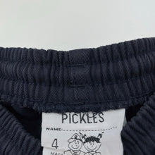Load image into Gallery viewer, Boys PICKLES, blue school pants, elasticated, Inside leg: 42.5cm, FUC, size 4,