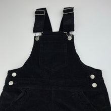 Load image into Gallery viewer, Girls Clothing & Co, black stretch corduroy overalls dress / pinafore, EUC, size 7, L: 68cm