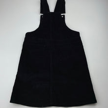 Load image into Gallery viewer, Girls Clothing & Co, black stretch corduroy overalls dress / pinafore, EUC, size 7, L: 68cm