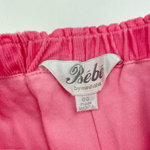 Load image into Gallery viewer, Girls Bebe by Minihaha, cotton lined corduroy pants, elasticated, EUC, size 00,