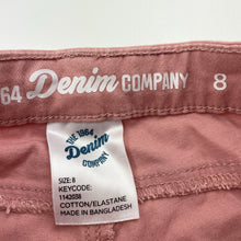 Load image into Gallery viewer, Girls 1964 Denim Co, pink stretch cotton pants, Inside leg: 50.5cm, W: 27cm across, EUC, size 8,
