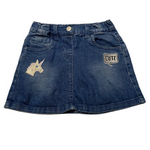 Load image into Gallery viewer, Girls H&T, blue stretch denim skirt, adjustable, L: 27.5cm, FUC, size 7,