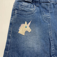 Load image into Gallery viewer, Girls H&T, blue stretch denim skirt, adjustable, L: 27.5cm, FUC, size 7,