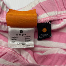 Load image into Gallery viewer, Girls Fun Spirit, pink & white stripe cotton skirt, elasticated, L: 24cm, GUC, size 6,