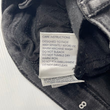 Load image into Gallery viewer, Girls 1964 Denim Co, black stretch denim shorts, W: 26.5cm across unstretched, GUC, size 8,