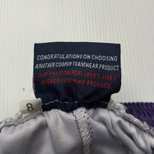 Load image into Gallery viewer, unisex COOPER TEAMWEAR, purple sports / activewear shorts, elasticated, EUC, size 8,