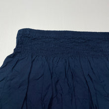 Load image into Gallery viewer, Girls navy, lightweight skirt, elasticated, no size, L: 40cm, W: 28cm across unstretched, EUC, size 6-7,
