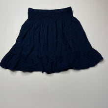 Load image into Gallery viewer, Girls navy, lightweight skirt, elasticated, no size, L: 40cm, W: 28cm across unstretched, EUC, size 6-7,