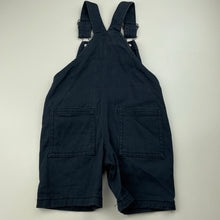 Load image into Gallery viewer, Boys blue, stretch cotton overalls / shortalls, labels removed, W: 26cm across, EUC, size 0-1,